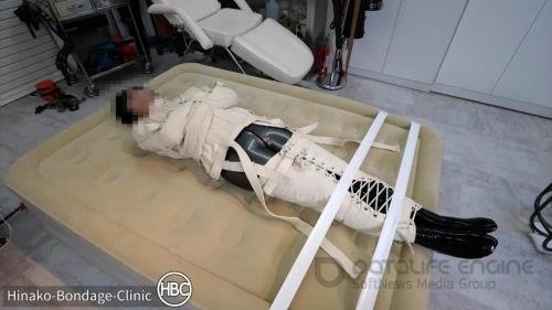 Hinako Bondage Clinic - Taped Down To The Bed In A Latex Cat Suit And Canvas Straitjacket - FullHD 1080p
