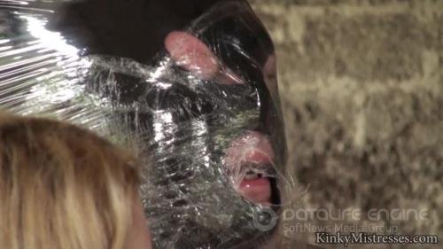 Kinky Mistresses - The clingfilm slave in the factory - HD 720p